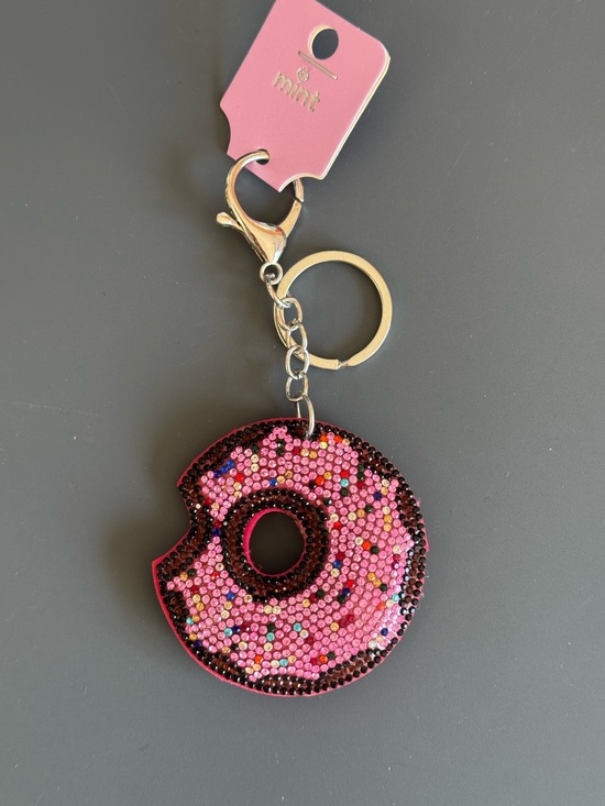 Fashion Jewelry Accessories - Mint Rhinestone Donut Keychain Bag Charm NWT Strawberry